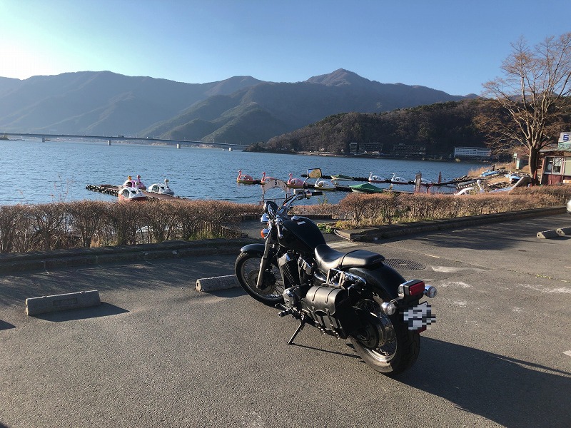 河口湖とVT400s